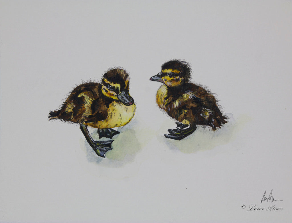 Duckling Watercolour & Fineliner Original Painting