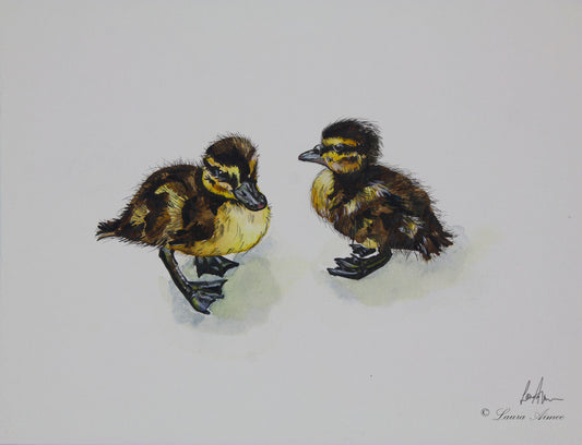 Duckling Watercolour & Fineliner Original Painting